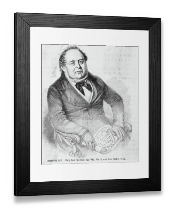 Framed Print : Illustration of Georg F. List in Suit Framed Print : Illustration of Georg F. List in Suit