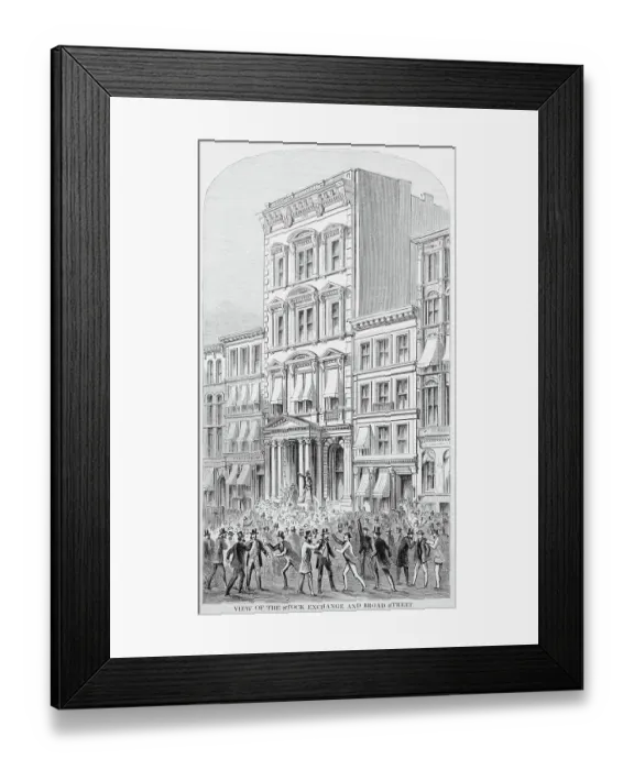 Framed Print : Illustration of the Exterior of Early New York Stock Exchange Building