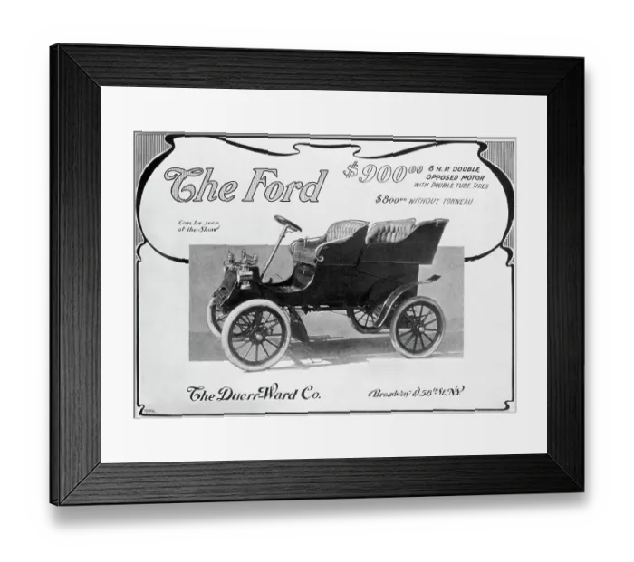Framed Print : Advertisement For Early Ford Automobile Framed Print : Advertisement For Early Ford Automobile