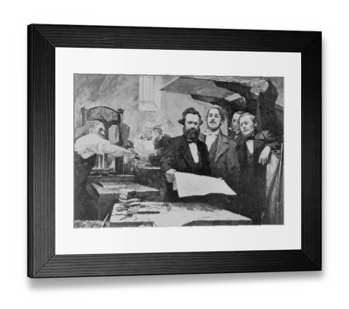 Framed Print : Friedrich Engels and Karl Marx During Press Operations Framed Print : Friedrich Engels and Karl Marx During Press Operations