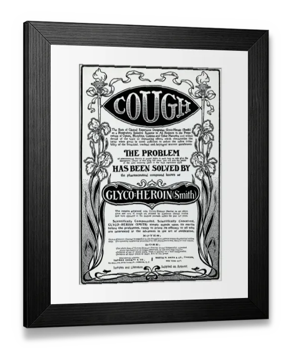 Framed Print : Ad For Cough Medicine Made W / Heroin Framed Print : Ad For Cough Medicine Made W / Heroin