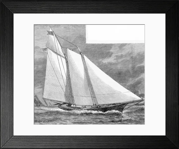 Framed Print : Engraving of American Ship on Water
