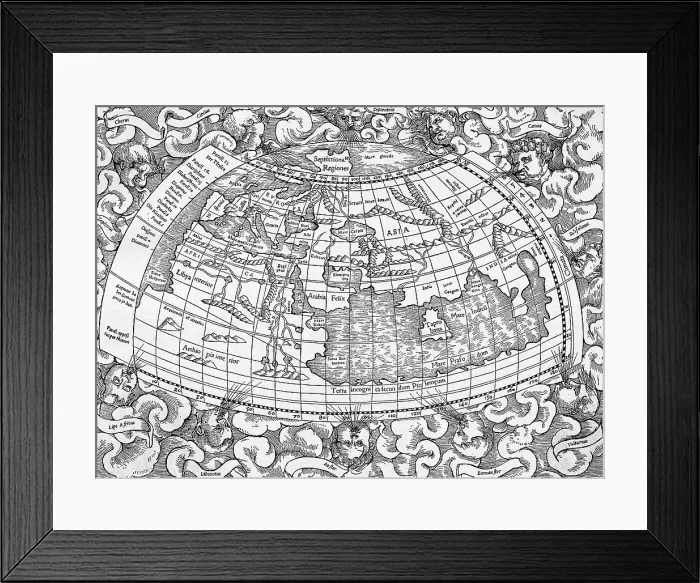 Framed Print : Map of the World Based on Ptolemy Framed Print : Map of the World Based on Ptolemy