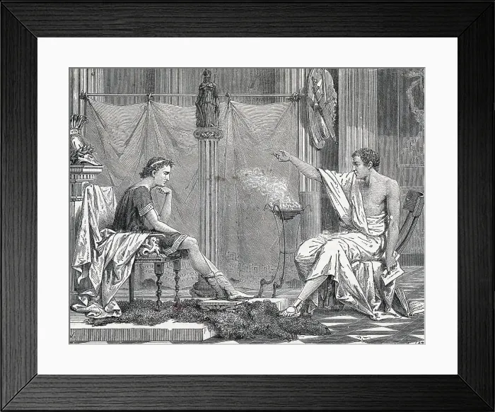 Framed Print : Illustration of Aristotle Teaching a Young Alexander the Great Framed Print : Illustration of Aristotle Teaching a Young Alexander the Great