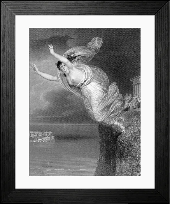 Framed Print : Illustration of Sappho Jumping to Her Death Framed Print : Illustration of Sappho Jumping to Her Death
