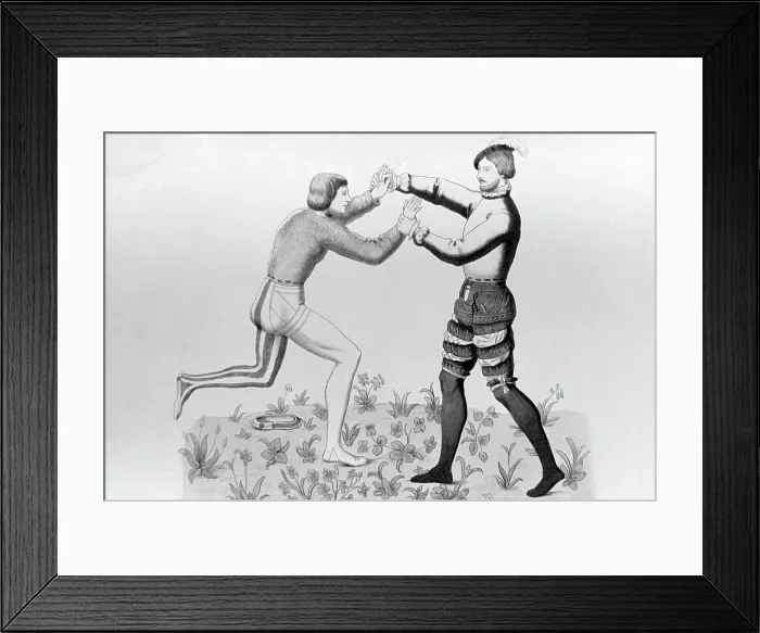 Framed Print : Medieval Wrestlers Wrestling Framed Print : Medieval Wrestlers Wrestling