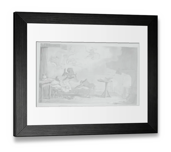 Framed Print : Illustration of a Napoleon Sleeping with Dreamy Visions Framed Print : Illustration of a Napoleon Sleeping with Dreamy Visions
