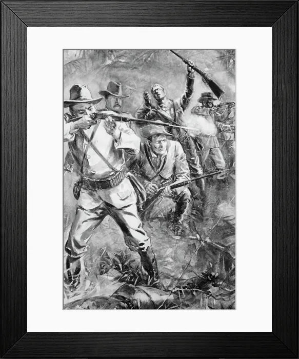 Framed Print : Illustration of Rough Riders in the Spanish American War Framed Print : Illustration of Rough Riders in the Spanish American War