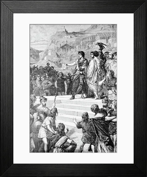 Framed Print : Illustration of Augustus Establishing Lyons as the Center of Gaul Framed Print : Illustration of Augustus Establishing Lyons as the Center of Gaul