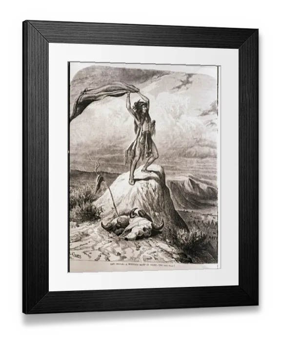 Framed Print : Native Am Signals Buffalo Approach Framed Print : Native Am Signals Buffalo Approach