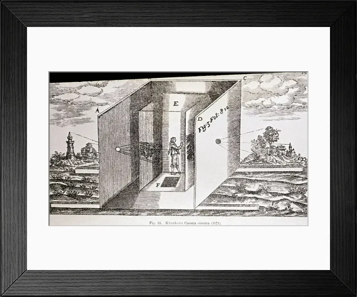 Framed Print : Diagram of Kircher's Camera Obscura Framed Print : Diagram of Kircher's Camera Obscura