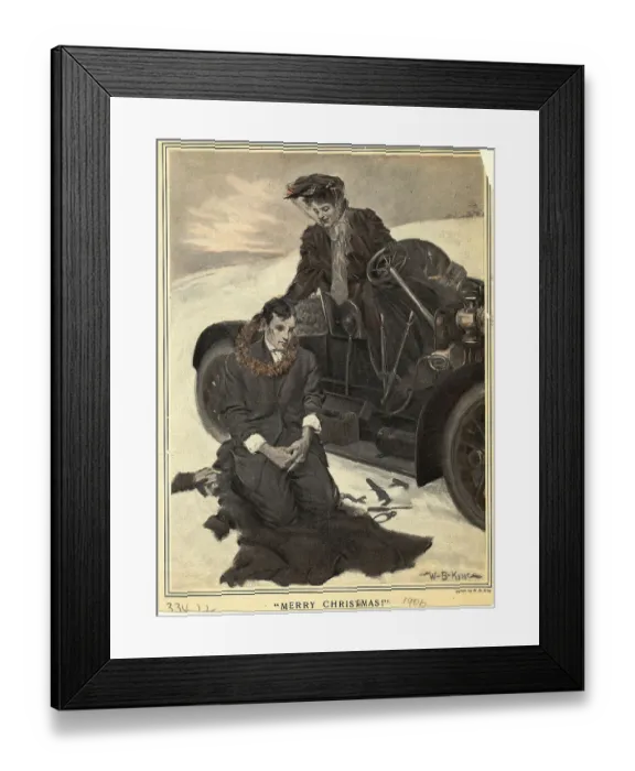 Framed Print : Man Receiving Encouragement After Car Broke Down Framed Print : Man Receiving Encouragement After Car Broke Down