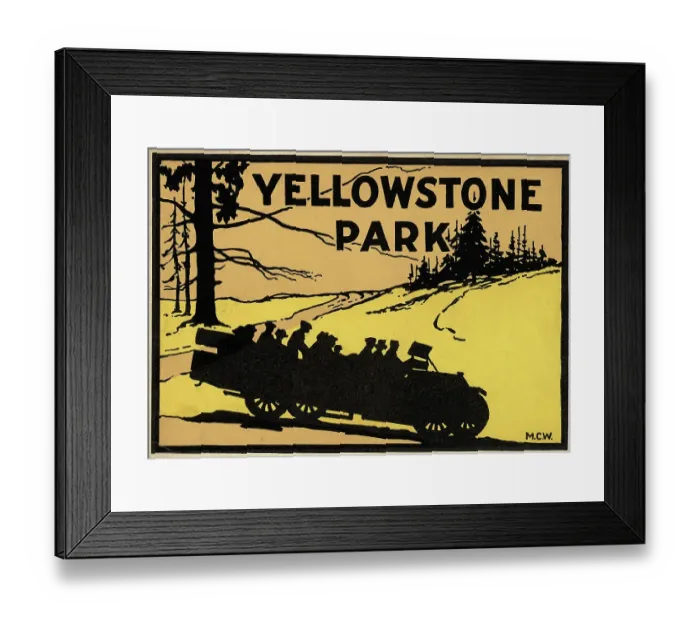 Framed Print : Yellowstone Park Luggage Label