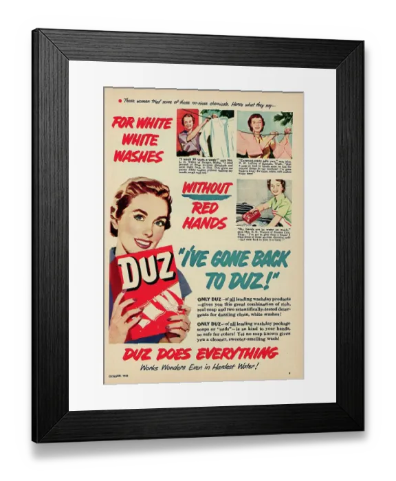 Framed Print : Duz Laundry Detergent Advertisement Framed Print : Duz Laundry Detergent Advertisement