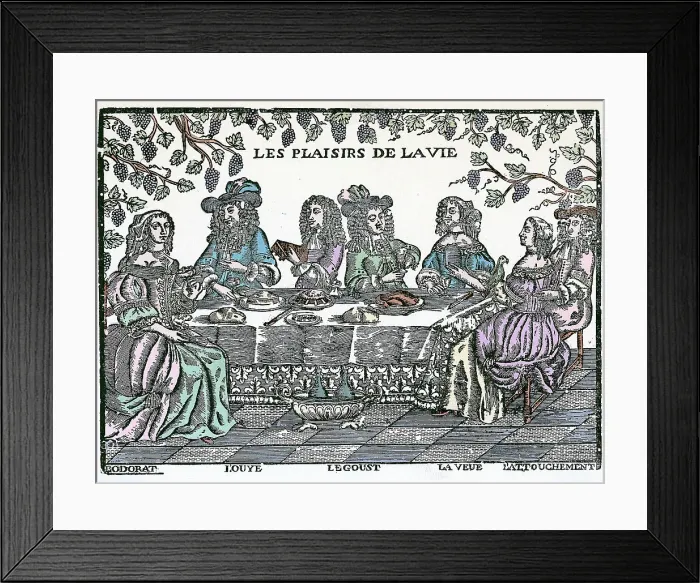 Framed Print : Diners At Table Show Pleasures: Illus Framed Print : Diners At Table Show Pleasures: Illus