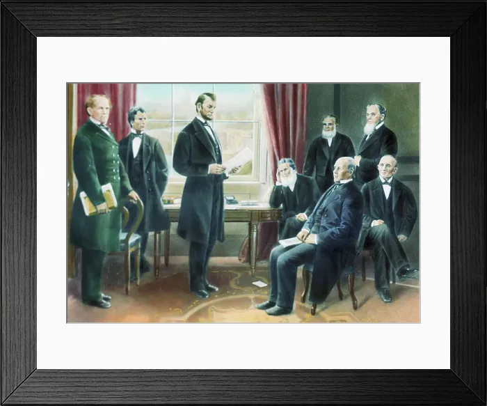 Framed Print : Illustration of Lincoln Reading the Emancipation Proclamation to His Cabinet Framed Print : Illustration of Lincoln Reading the Emancipation Proclamation to His Cabinet