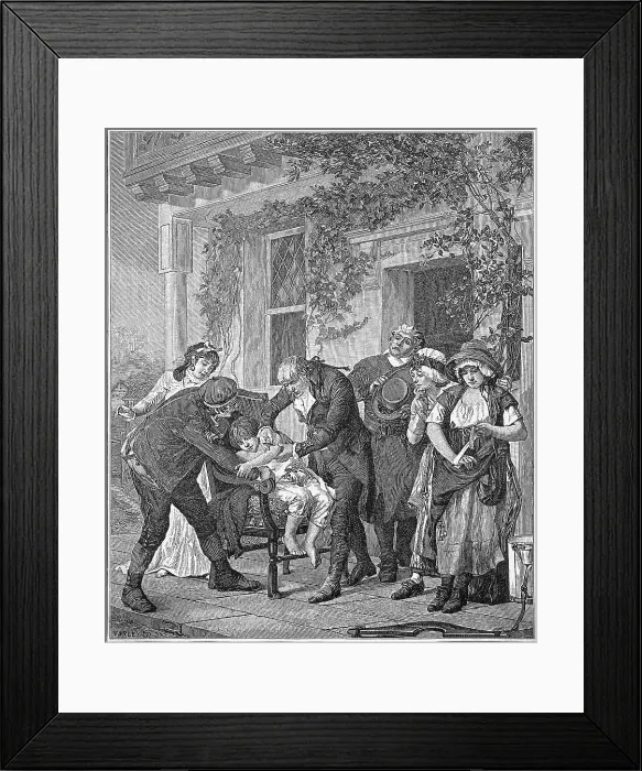 Framed Print : Illustration of First Smallpox Vaccination Framed Print : Illustration of First Smallpox Vaccination