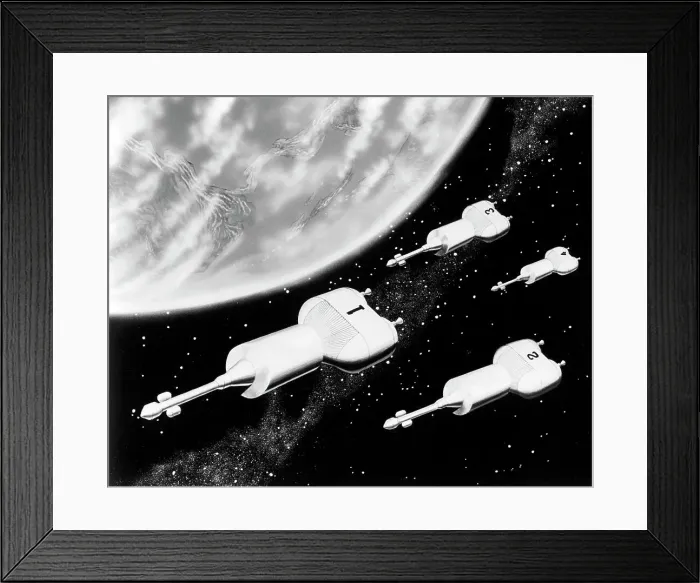 Framed Print : Spaceships In Earth Orbit / Illustration Framed Print : Spaceships In Earth Orbit / Illustration