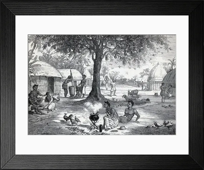Framed Print : General View Illus. Ashanti Village Life Framed Print : General View Illus. Ashanti Village Life