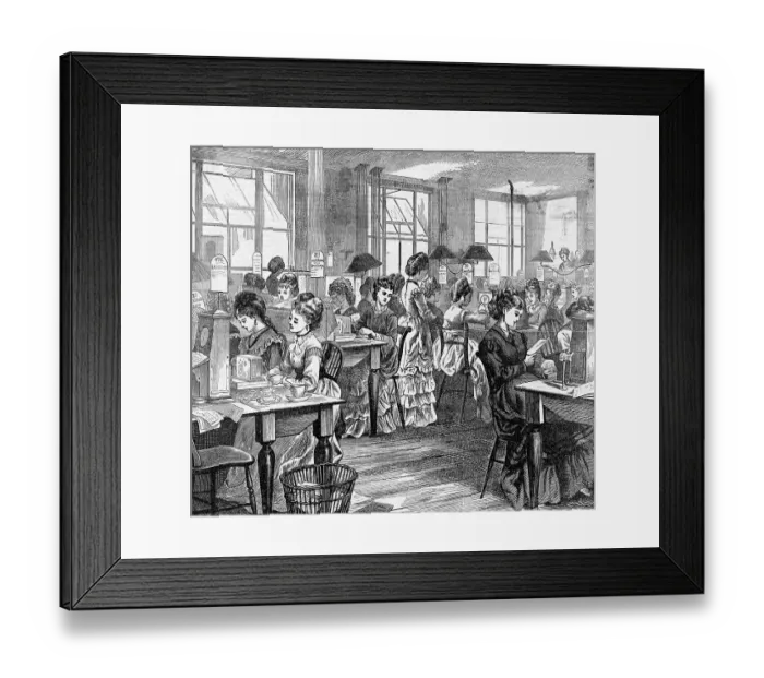 Framed Print : Illustration of Women Working in Telegraph Office Framed Print : Illustration of Women Working in Telegraph Office