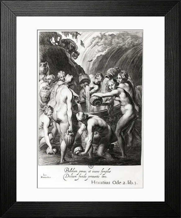 Framed Print : Danaus Daughters Drawing Water with Sieves
