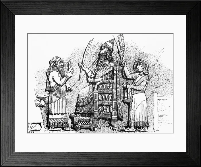 Framed Print : Illustration Of Sennacherib On Throne Framed Print : Illustration Of Sennacherib On Throne