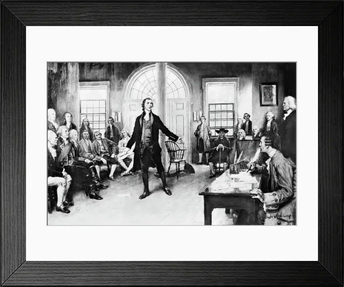 Framed Print : Painting of Patrick Henry Addressing Delegates by Clyde Osmer Deland Framed Print : Painting of Patrick Henry Addressing Delegates by Clyde Osmer Deland