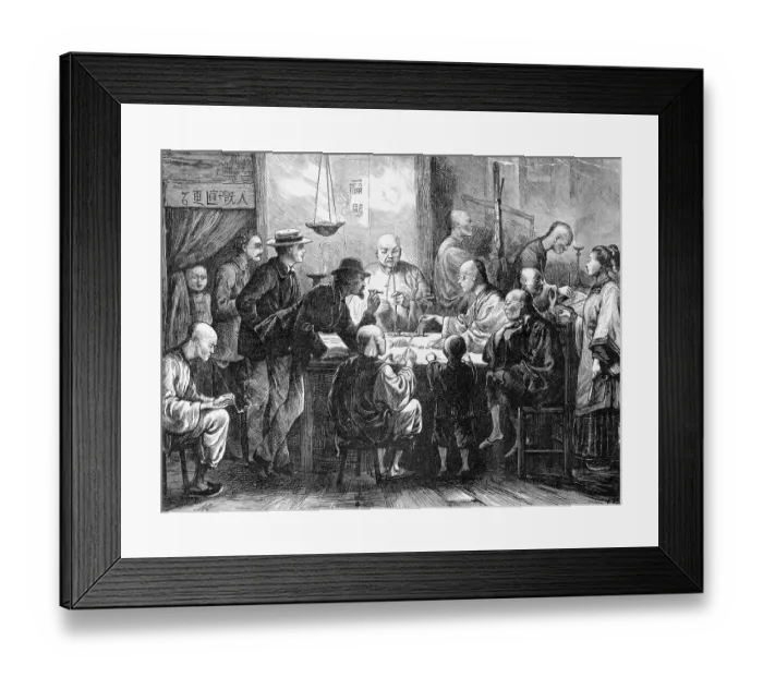 Framed Print : General View Asians and Europeans Gambling