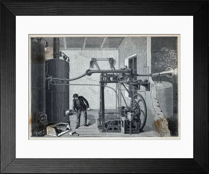 Framed Print : Man Shovels Coal Into Siren Mechanism Framed Print : Man Shovels Coal Into Siren Mechanism