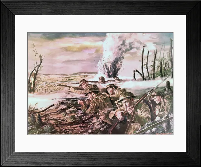 Framed Print : Painting of U.S. Army Soldiers in Action near Mezy by Harry Everett Townsend