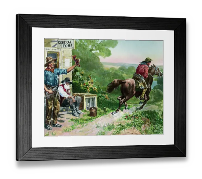 Framed Print : Pony Express Rider Leaving Station