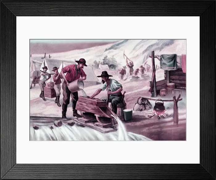 Framed Print : Cradling Ore In Gold Mine, Color Illus Framed Print : Cradling Ore In Gold Mine, Color Illus