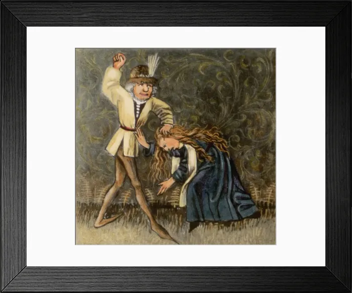 Framed Print : Illus / Man Hitting Girl On Back / Medical Framed Print : Illus / Man Hitting Girl On Back / Medical