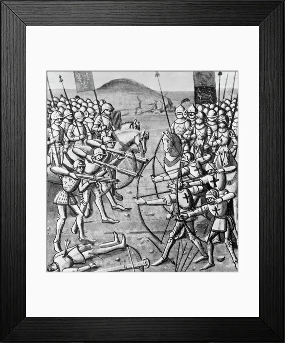 Framed Print : Medieval Illustration of the Battle of Crecy Framed Print : Medieval Illustration of the Battle of Crecy