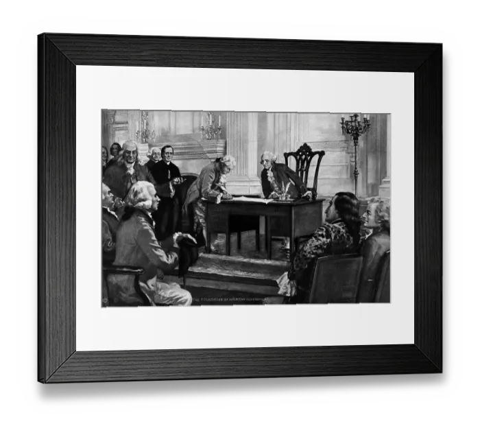 Framed Print : Washington Watching Man Sign Constitution Framed Print : Washington Watching Man Sign Constitution