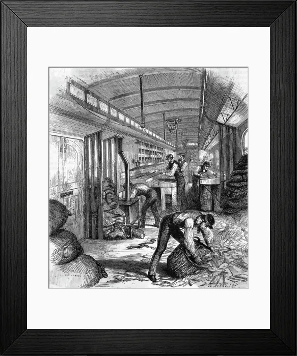 Framed Print : Workers In Postal Railroad Car Framed Print : Workers In Postal Railroad Car