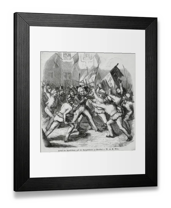 Framed Print : Illustration of Struggle Between Parliament and Revolutionists Framed Print : Illustration of Struggle Between Parliament and Revolutionists