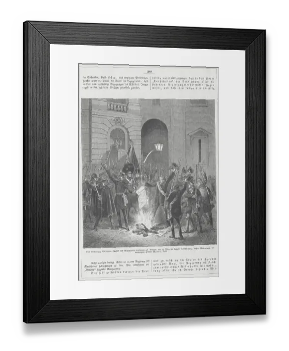 Framed Print : Illustration of German Students Burning Imperial Degree Framed Print : Illustration of German Students Burning Imperial Degree
