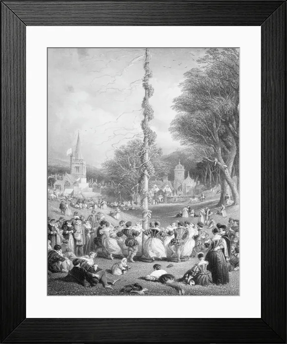 Framed Print : Merry Makers Dancing Around May Pole Framed Print : Merry Makers Dancing Around May Pole