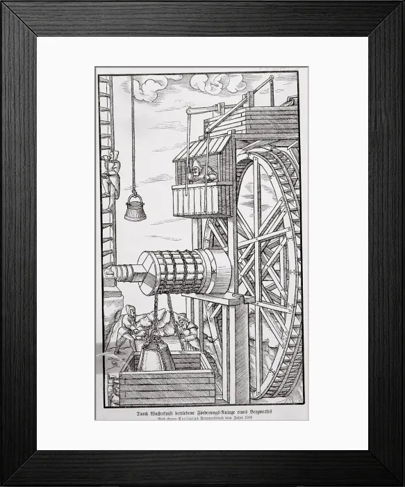 Framed Print : Illustration of Men Using Mechanisms for Excavation Framed Print : Illustration of Men Using Mechanisms for Excavation