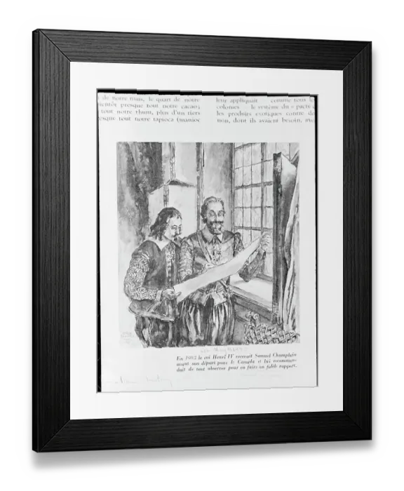 Framed Print : Illustration of Explorer Samuel Champlain Visiting Henry IV Framed Print : Illustration of Explorer Samuel Champlain Visiting Henry IV