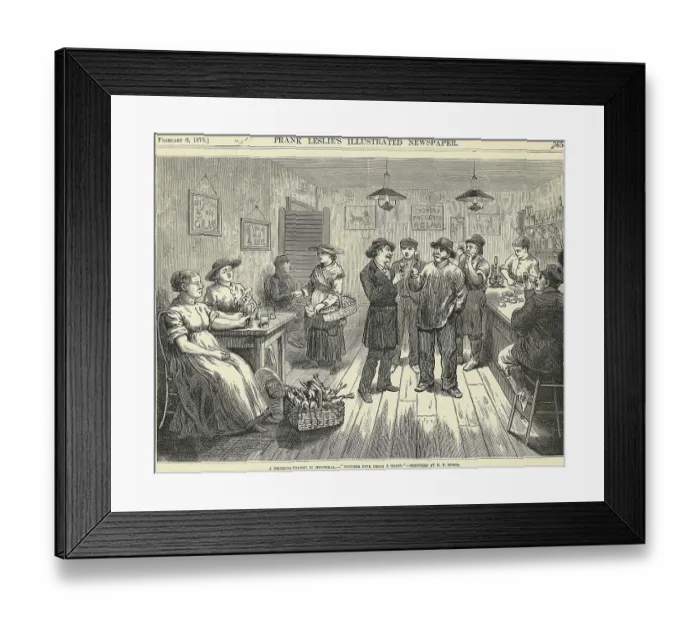 Framed Print : Crowd Enjoying Food & Drink In Saloon Framed Print : Crowd Enjoying Food & Drink In Saloon