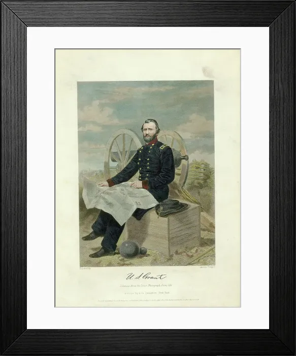 Framed Print : Color Illustration Of Ulysses S. Grant Seated