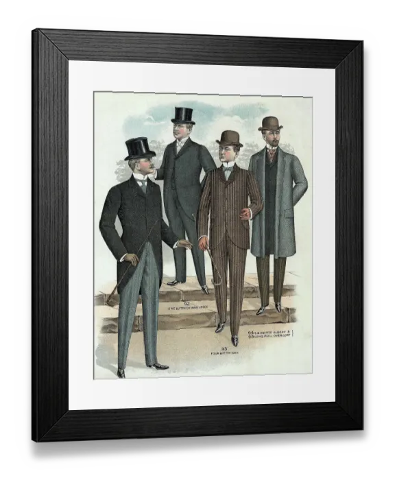 Framed Print : Illus / Mens Fashions Of The 1880S-1890S Framed Print : Illus / Mens Fashions Of The 1880S-1890S
