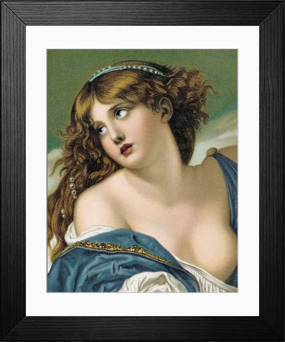 Framed Print : Woman Looking Sorrowful / Color Illus Framed Print : Woman Looking Sorrowful / Color Illus