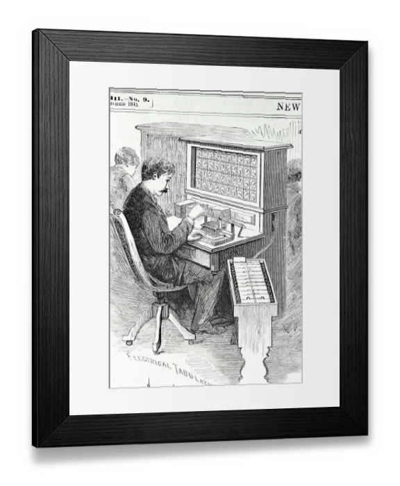 Framed Print : Print of a Man at an Electrical Tabulation Machine Framed Print : Print of a Man at an Electrical Tabulation Machine
