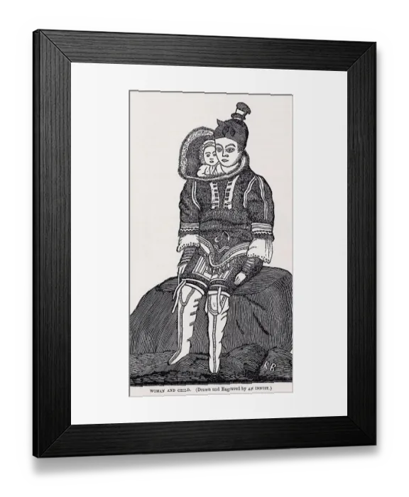 Framed Print : Inuit Mother And Child Sharing Coat Framed Print : Inuit Mother And Child Sharing Coat