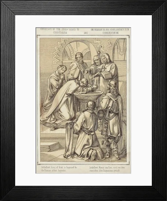 Framed Print : King Aethelbert Being Baptized / Illus Framed Print : King Aethelbert Being Baptized / Illus