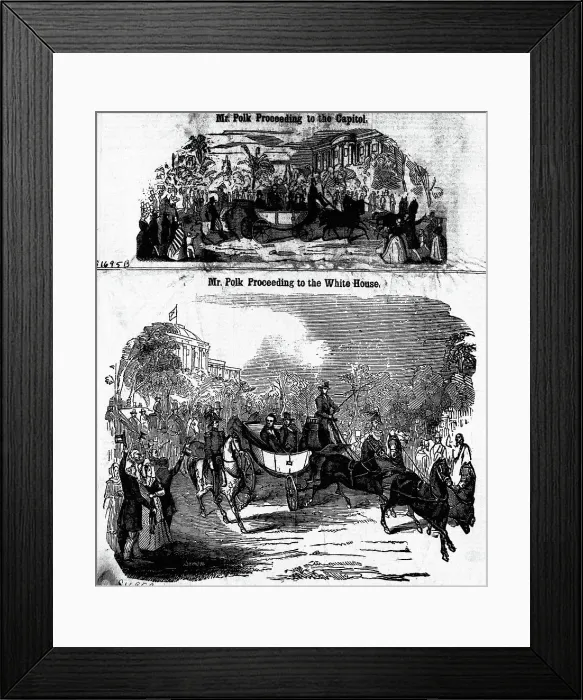 Framed Print : President Polk in Horse-Drawn Carriage Framed Print : President Polk in Horse-Drawn Carriage