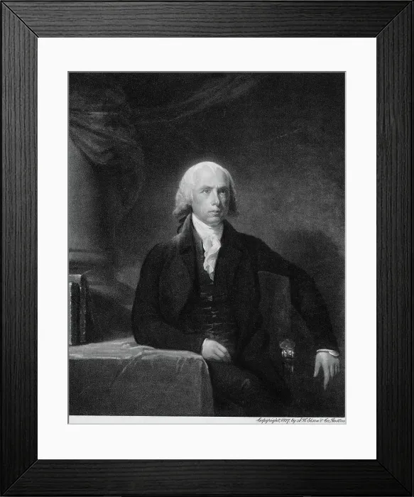 Framed Print : James Madison Seated At Table / Illustrati Framed Print : James Madison Seated At Table / Illustrati